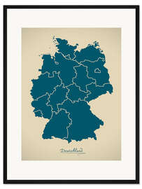 Gerahmter Kunstdruck Deutschland Landkarte Modern Map Artwork Design