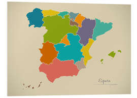 Foam board print Modern Map of Spain Artwork Design