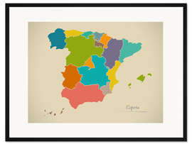Gerahmter Kunstdruck Spanien Landkarte Modern Map Artwork Design