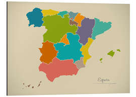 Magnettafel Spanien Landkarte Modern Map Artwork Design