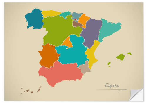 Sticker mural Modern Map of Spain Artwork Design