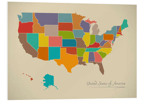 Quadro em PVC Modern Map of USA Artwork Design