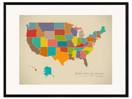 Framed art print Modern Map of USA Artwork Design