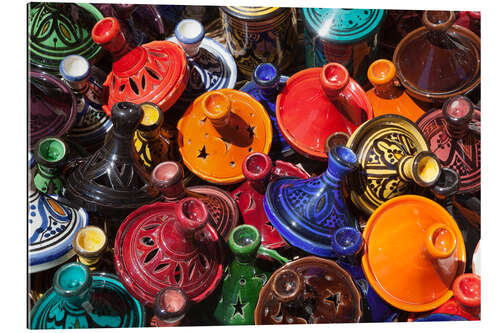 Tableau en plexi-alu Colourful tajines, Essaouira, Atlantic coast, Morocco, North Africa, Africa