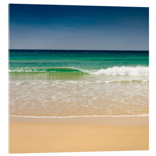 Acrylglasbild Small wave, Los Lances beach, Tarifa, Andalucia, Spain, Europe