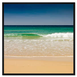 Gerahmter Kunstdruck Small wave, Los Lances beach, Tarifa, Andalucia, Spain, Europe