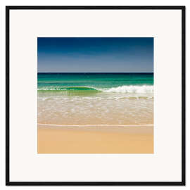 Gerahmter Kunstdruck Small wave, Los Lances beach, Tarifa, Andalucia, Spain, Europe