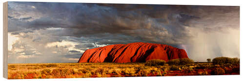 Wood print Uluru (Ayers Rock), Uluru-Kata Tjuta National Park, UNESCO World Heritage Site, Northern Territory, 