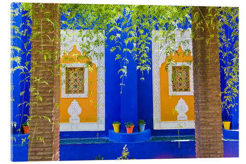 Tableau en verre acrylique Fenêtres dans le jardin Majorelle à Marrakech