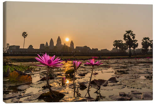 Canvas print Sunrise over the west entrance to Angkor Wat, Angkor, UNESCO World Heritage Site, Siem Reap, Cambodi