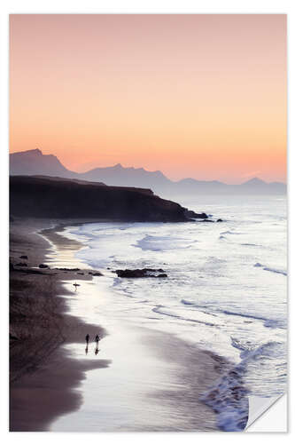 Selvklæbende plakat View from Playa del Viejo to the Peninsula of Jandia, La Pared