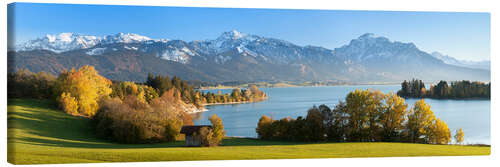 Canvas print Lake Forggensee and the Alps