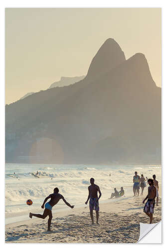 Selvklæbende plakat Soccer on Ipanema Beach, Brazil