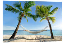 Quadro em acrílico  Hammock at the beach in the south pacific - Jan Christopher Becke