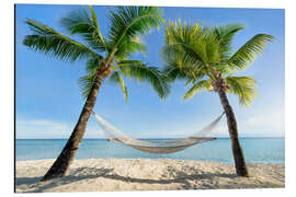 Magnettafel Hängematte am Strand mit Palmen in der Südsee