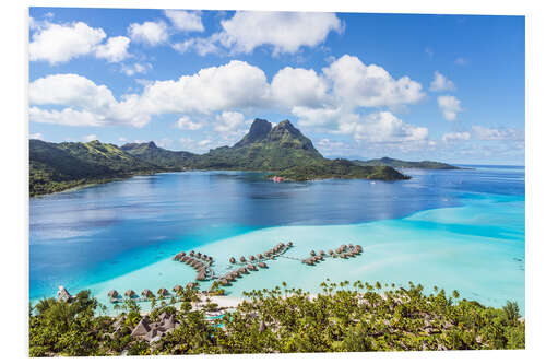 Print på skumplade Bungalow Village on Bora Bora