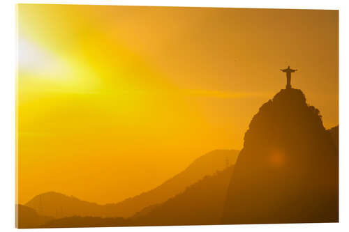 Cuadro de metacrilato Vista de Cristo Redentor en Sunrise, Río de Janeiro, Brasil