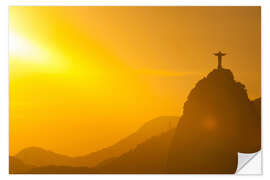 Selvklebende plakat View from the Sugarloaf of Christ the Redeemer statue on Corcovado, Rio de Janeiro, Brazil, South Am