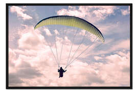 Gerahmter Kunstdruck Gleitschirm fliegen