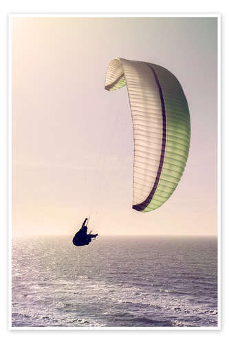 Poster Gleitschirmfliegen über der See