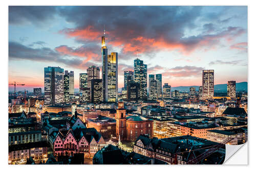 Selvklebende plakat Frankfurt Skyline