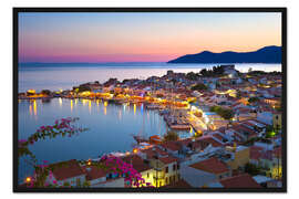 Gerahmter Kunstdruck Abenddämmerung in Pythagorion, Griechenland