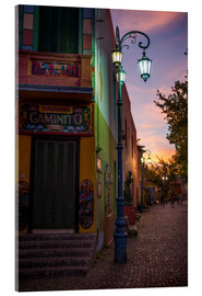 Akrylglastavla  El Caminito at dusk, La Boca, Buenos Aires, Argentina, South America