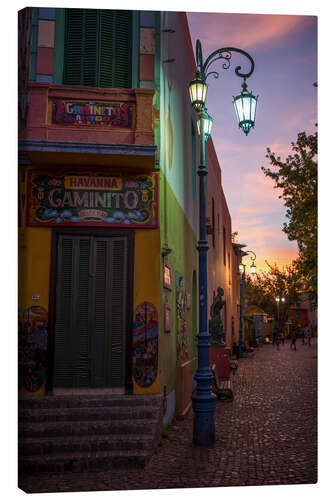 Canvas print El Caminito at dusk, La Boca, Buenos Aires, Argentina