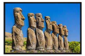 Gerahmter Kunstdruck Seven Moai at Ahu Akivi, the first restored altar on Easter Island (Isla de Pascua) (Rapa Nui), UNES