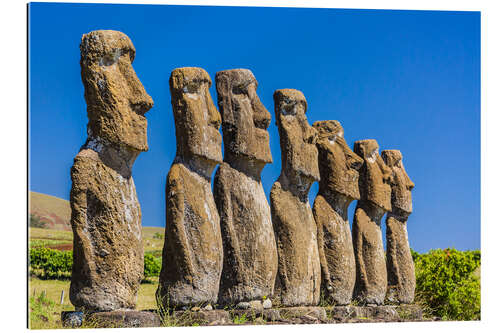 Gallery print Seven Moai at Ahu Akivi, the first restored altar on Easter Island (Isla de Pascua) (Rapa Nui), UNES