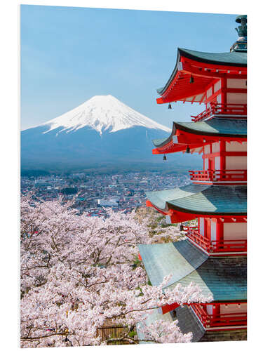 Bilde på skumplate Chureito Pagoda with Fuji and cherry blossoms