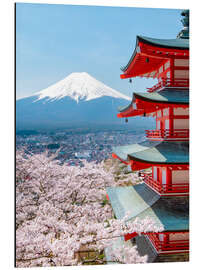 Magnettafel Chureito Pagode mit Fuji und Kirschblüten