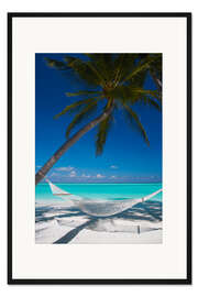 Gerahmter Kunstdruck Hängematte an tropischem Strand
