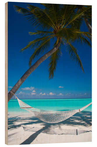 Wood print Hammock on a tropical beach