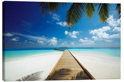 Canvas print Wooden jetty out to tropical sea