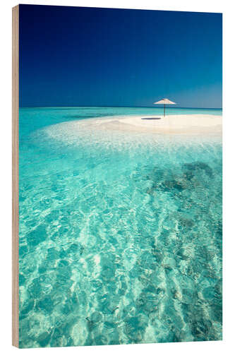 Puutaulu Tropical sandbank and sun umbrella