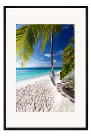 Gerahmter Kunstdruck Hängematte an Malediven-Strand