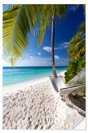 Selvklebende plakat Hammock on tropical beach