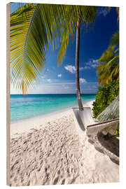 Print på træ Hammock on tropical beach