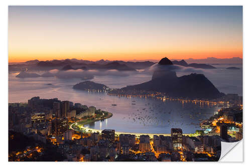 Selvklæbende plakat Sugarloaf Mountain and Botafogo Bay