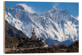 Wood print  Tenzing Norgye Stupa &amp; Mount Everest - John Woodworth
