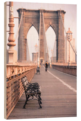 Holzbild Bank auf der Brooklyn Bridge