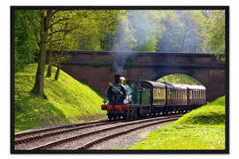 Gerahmter Kunstdruck Dampflok am Bluebell Railway