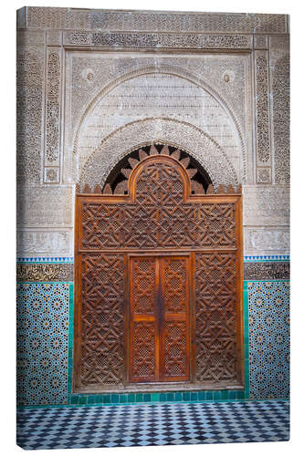 Canvas print Door of the Medersa Bou Inania, Fes