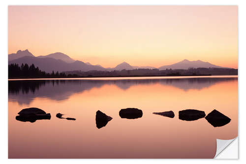 Selvklebende plakat Hopfensee Lake at dusk