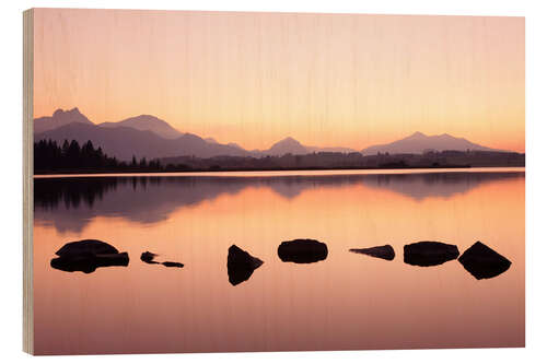 Wood print Hopfensee Lake at dusk