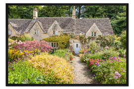 Gerahmter Kunstdruck Romantischer Cottage Garten in den Cotswolds (England)