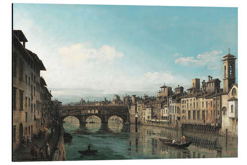 Aluminium print The Arno with the Ponte Vecchio