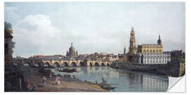 Selvklebende plakat Dresden seen from the Right Bank of the Elbe, beneath the Augusts Bridge