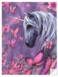 Sticker mural La licorne aux papillons